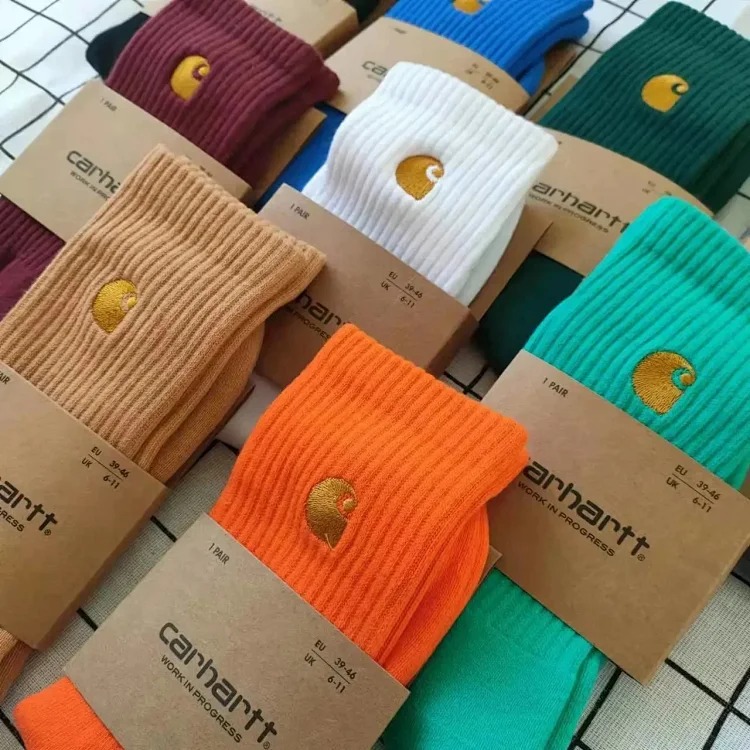 Carhartt Towel Bottom Gold Label Embroidery Simple Workwear Style Skateboard Sports Socks
