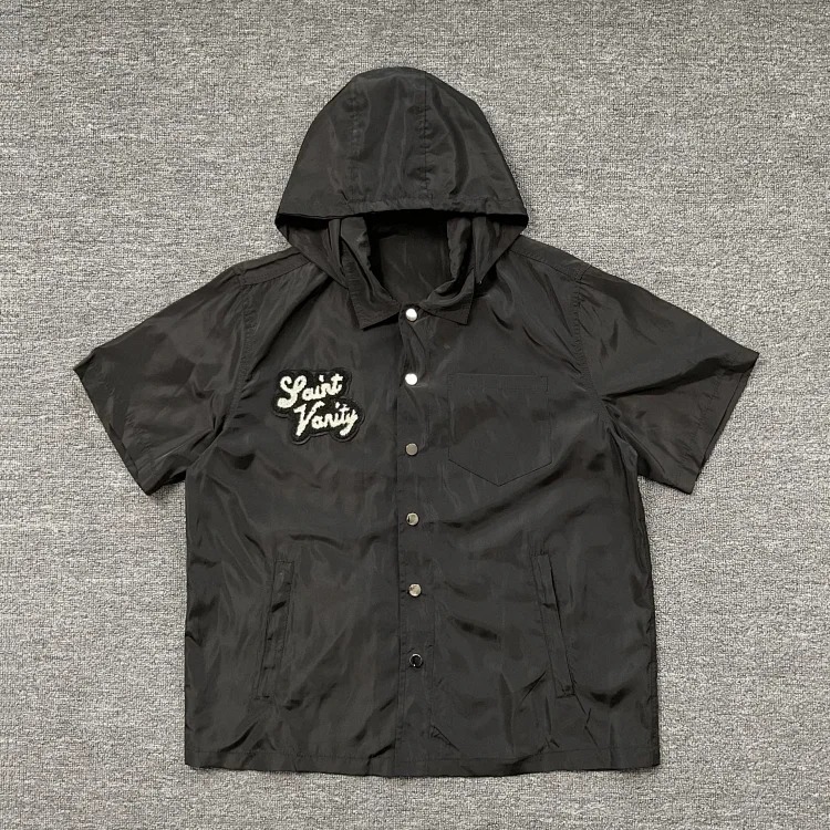Saint letter towel embroidered hooded short-sleeved shirt casual shorts suit