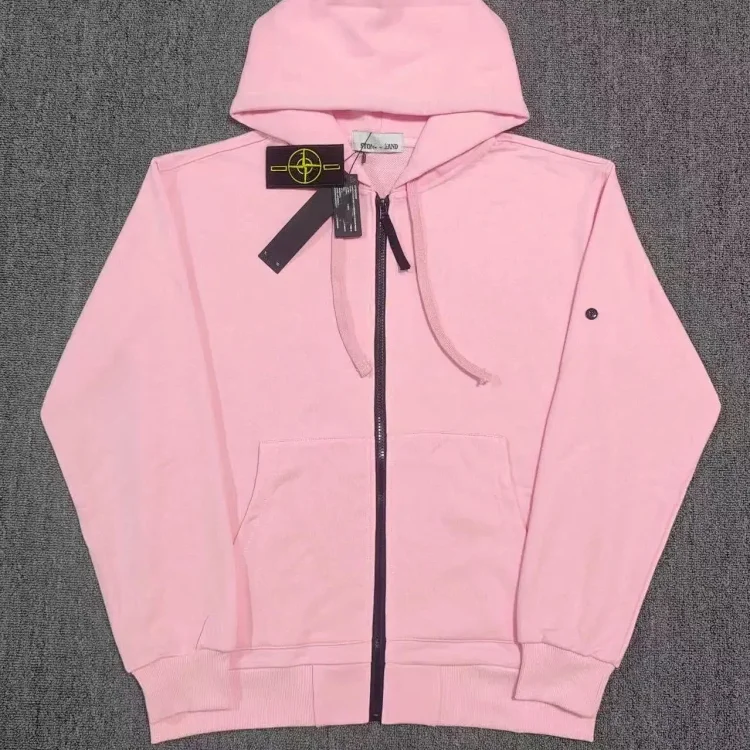 Hooded sweatshirt solid color island armband badge style zipper sweatshirt jacket
