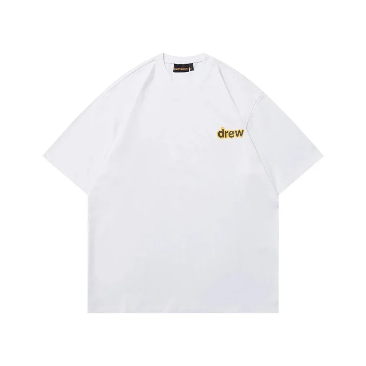 DREW HUOSE Summer classic Justin Bieber matching smiley face pattern round neck versatile T-shirt for couples