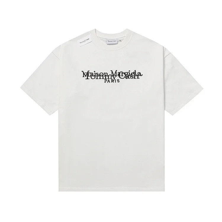 Majia letter embroidery printed short-sleeved T-shirt high street trendy brand for men and women
