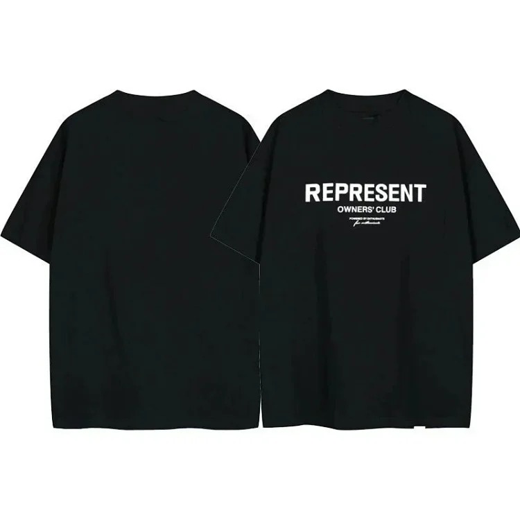 Letter print retro men's and women's couple round neck loose short-sleeved T-shirt