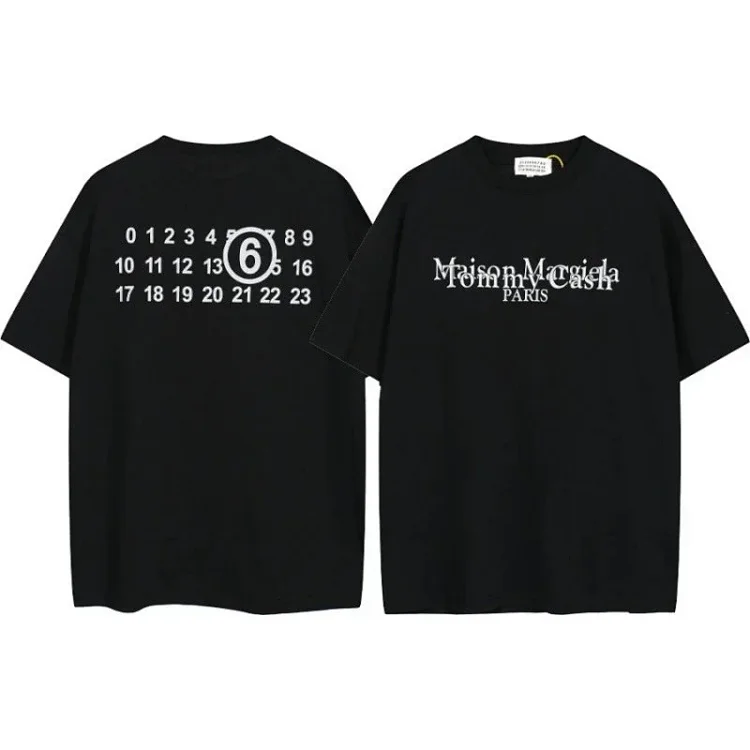 Summer loose letters MM6 embroidered label printing same style for men and women couples
