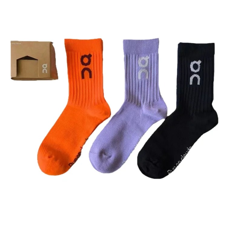 3 pairs of running couple's socks solid color couple's trendy socks