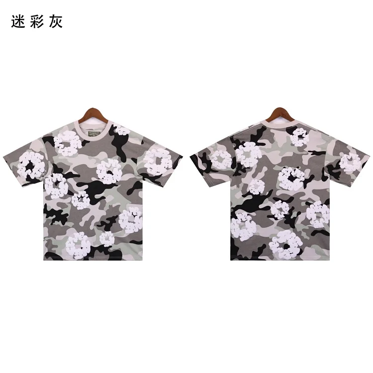 Camouflage foam print casual loose short-sleeved T-shirt shorts