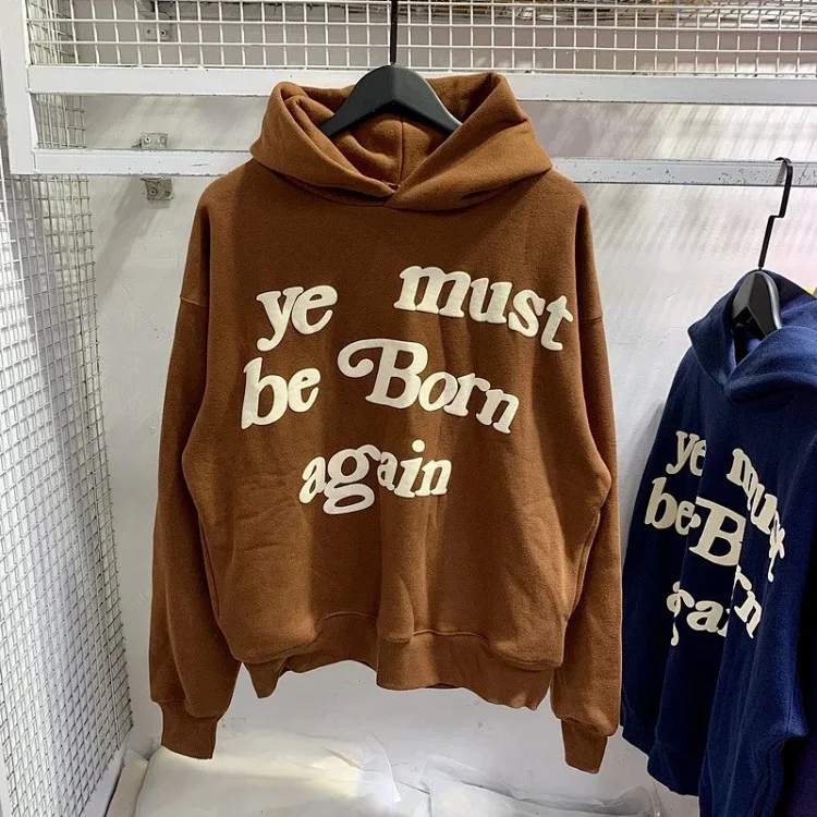 Foam printed sweatshirts for men and women, trendy brand hoodies for couples