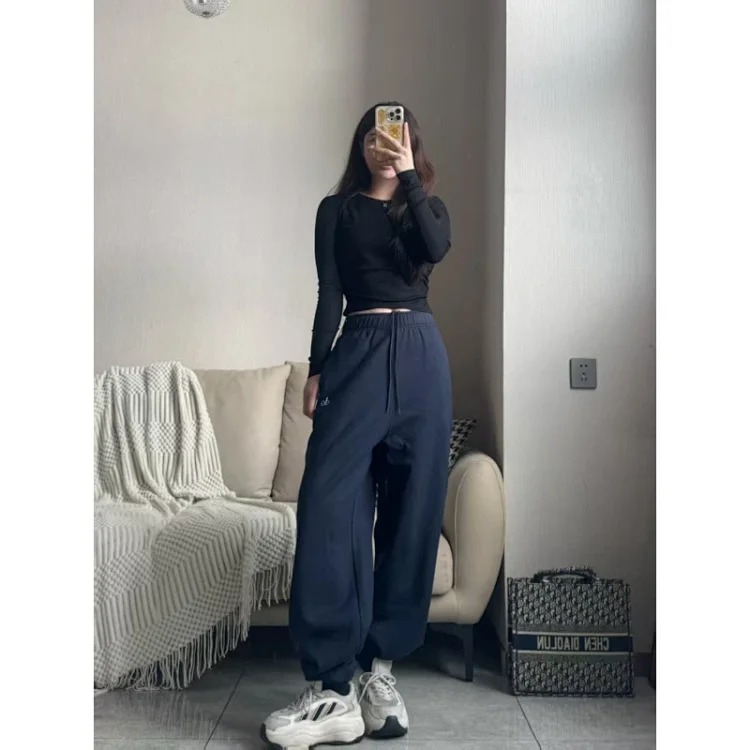 Yoga sweatpants, wide leg pants, drawstring trousers, loose and casual