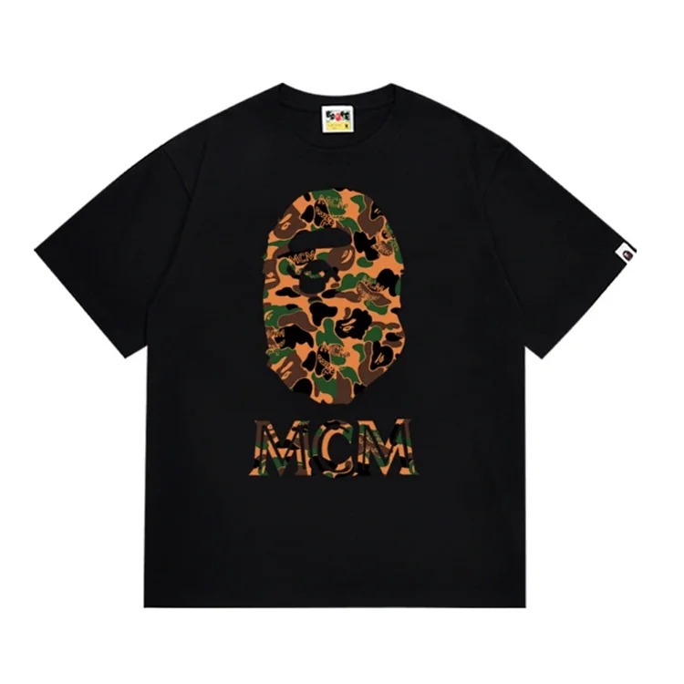 Ape head little monkey camouflage men's and women's short-sleeved round neck T-shirt for men
