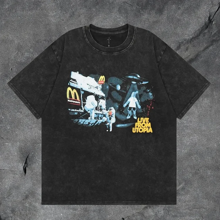 travis scott short-sleeved utopia ts joint utopia limited edition american high street t-shirt