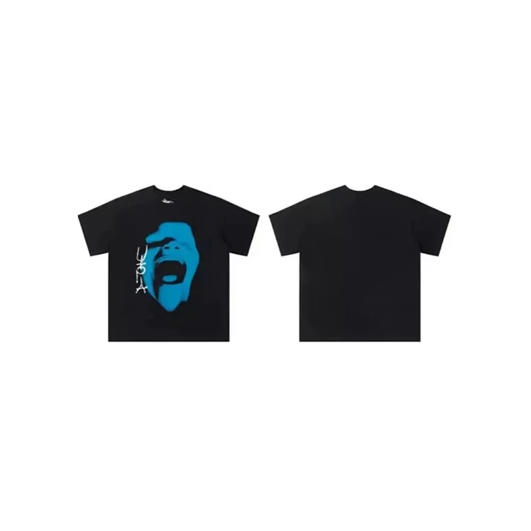 2024 New Travis Scott Cactus Jack Utopia Joint Model Crying Blue Face Short Sleeves