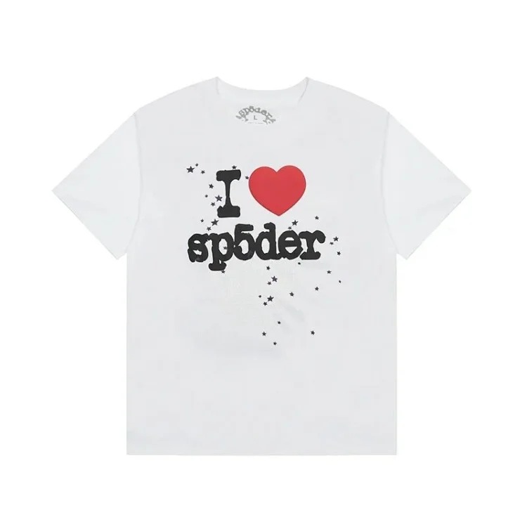 Spider web print summer loose and trendy short-sleeved T-shirt for men and women couples