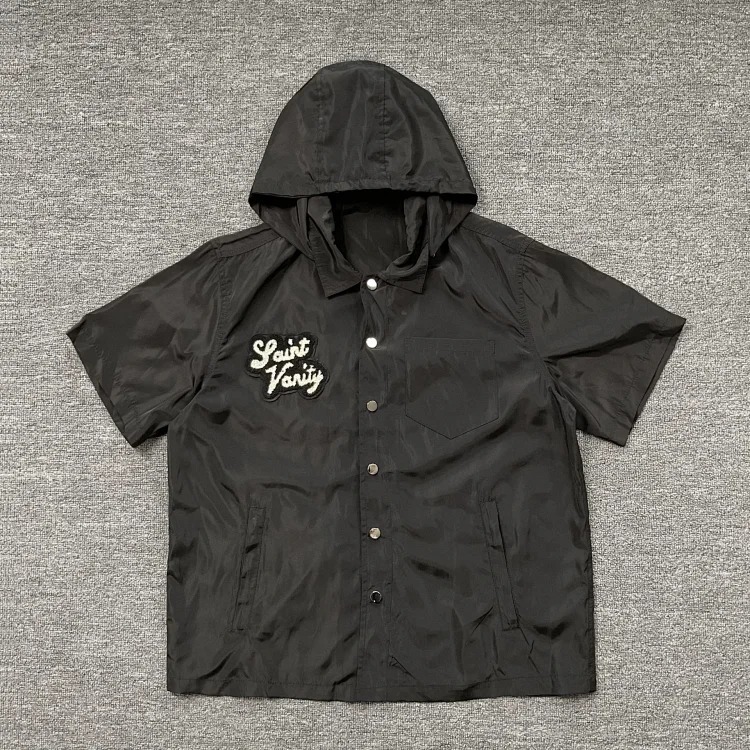 Saint letter towel embroidered hooded short-sleeved shirt casual shorts suit
