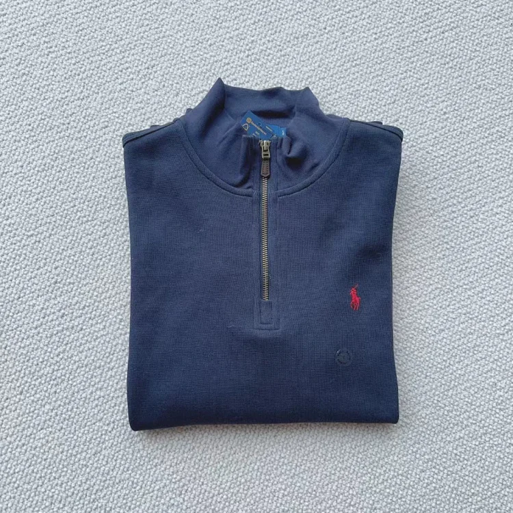 Ralph Lauren sweatshirt women's half zipper Ralph Lauren pony logo embroidered couple style stand collar long sleeves