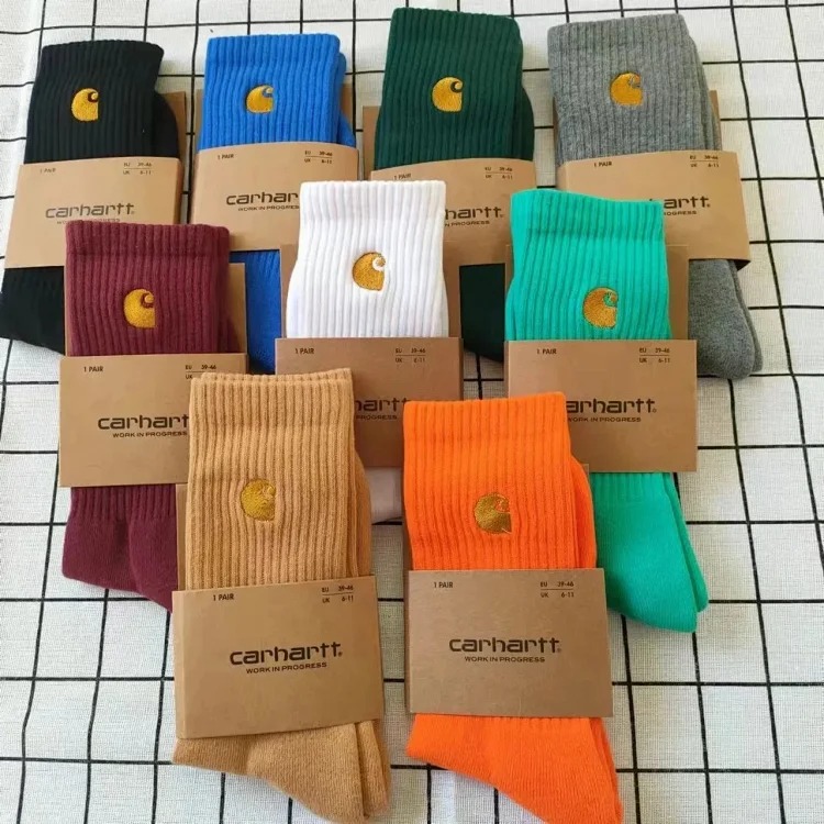 Carhartt Towel Bottom Gold Label Embroidery Simple Workwear Style Skateboard Sports Socks