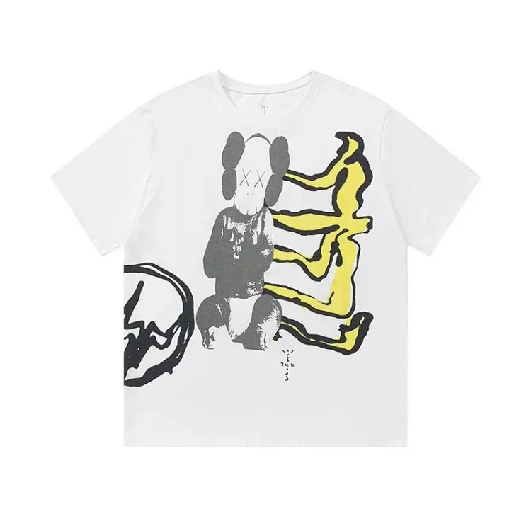 Heavyweight Travis Scott Cactus Jac cartoon pattern printed short-sleeved T-shirt tee for men and women couples