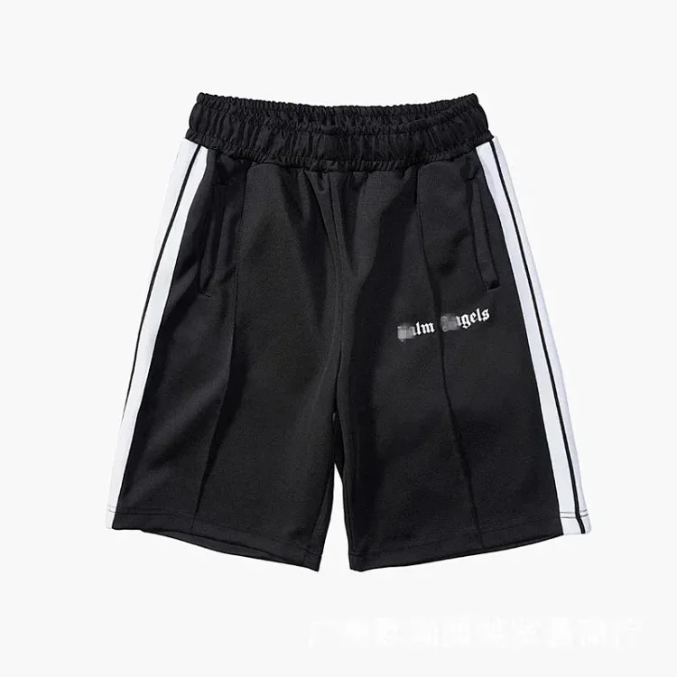 Casual side striped shorts elastic waist men's and women's sports quarter pants