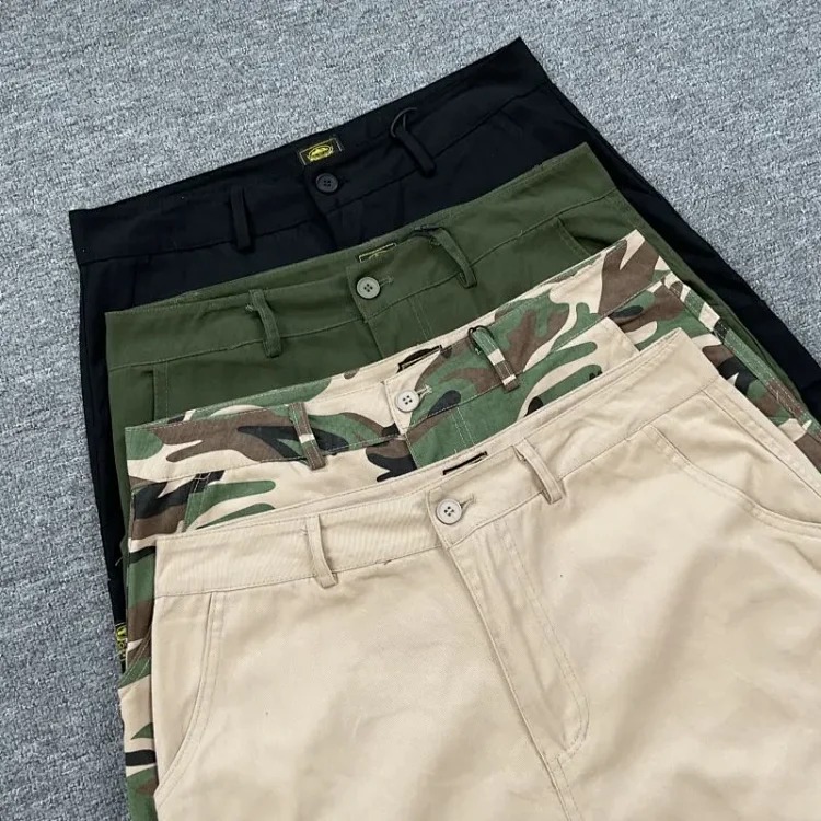 American trendy street work wear straight casual camouflage trousers for men