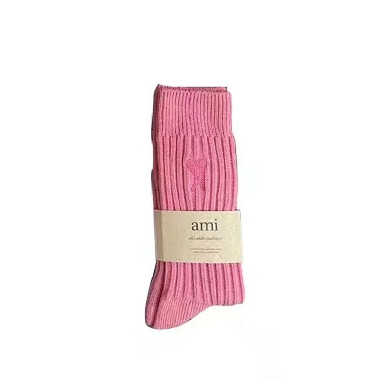 Love Solid Color Japanese Thick Line Long Socks for in Mid-calf Socks Trendy