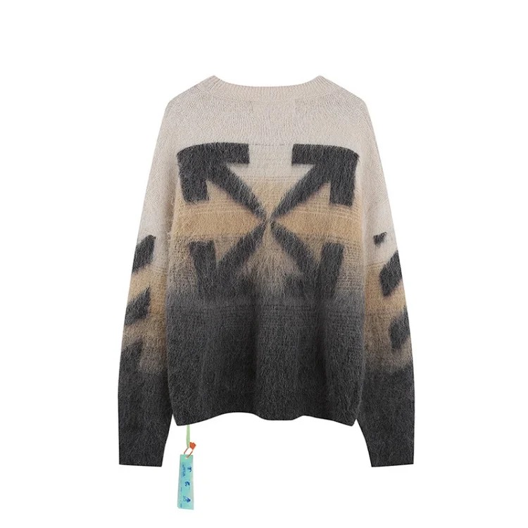 Trendy brand gradient arrow mohair sweater wool couple outfit