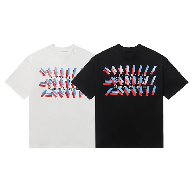 MM6 digital pattern round neck men's and women's trendy short-sleeved T-shirt series