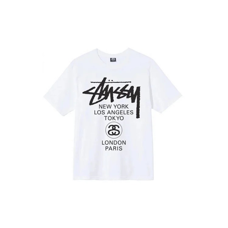 STUSSY 21SS Classic World Tour Tee Printed Round Neck Short-sleeved T-shirt
