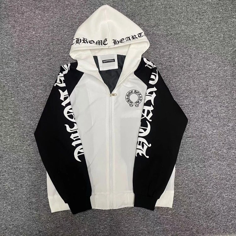 Chrome Hearts Light Luxury Sanskrit Printed Cardigan Hooded Jacket Men's Top Long Sleeved