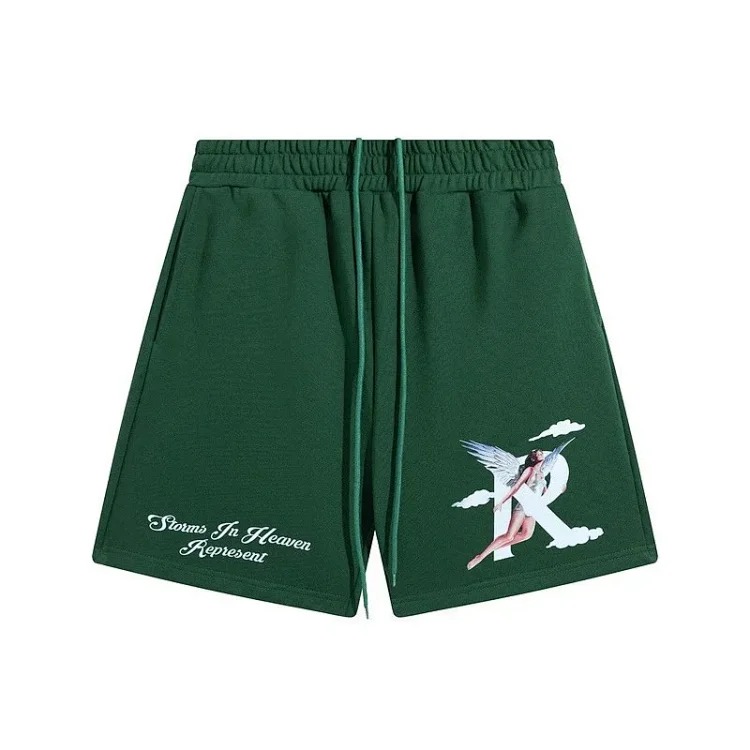 Angel Print Casual Sports Shorts Round Neck Short Sleeve T-Shirt