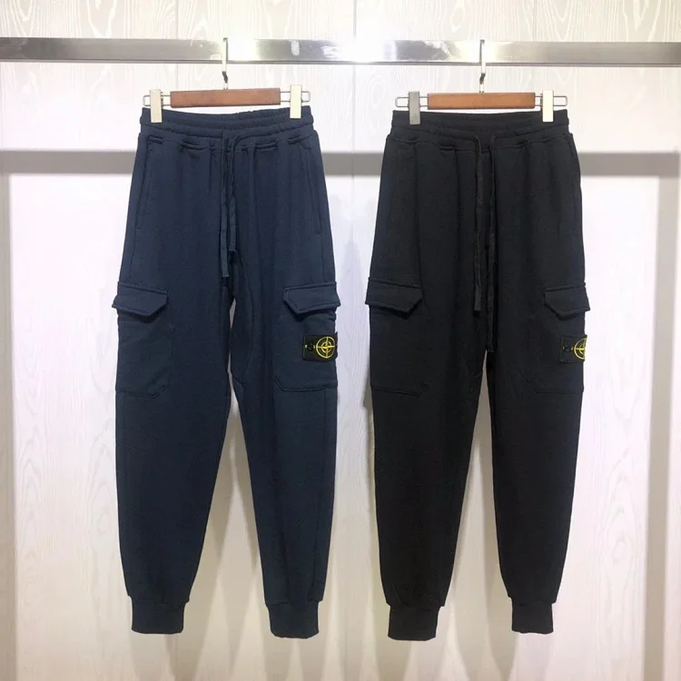 Stone Island 2024fw Men's Tapered Cotton Sweatpants Overalls Sweatpants Black