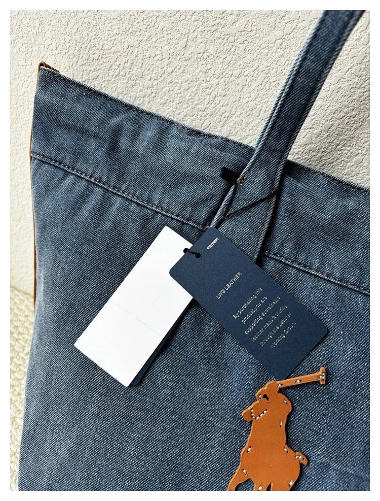 Ralph Lauren Washed Denim Blue Tote Bag