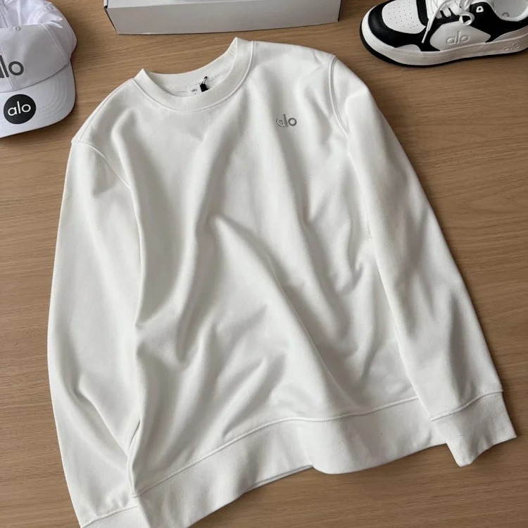 Small label unisex long-sleeved sweatshirt solid color round neck casual top