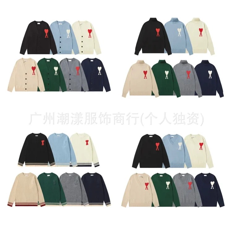 Love embroidered knitted sweater casual loose and versatile couple style