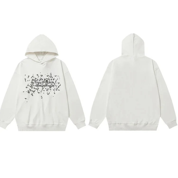 MM6 Autumn and Winter Loose Jacket Casual Hooded Sweatshirt Trendy Print