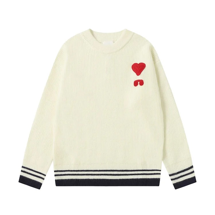 Love embroidered knitted sweater casual loose and versatile couple style