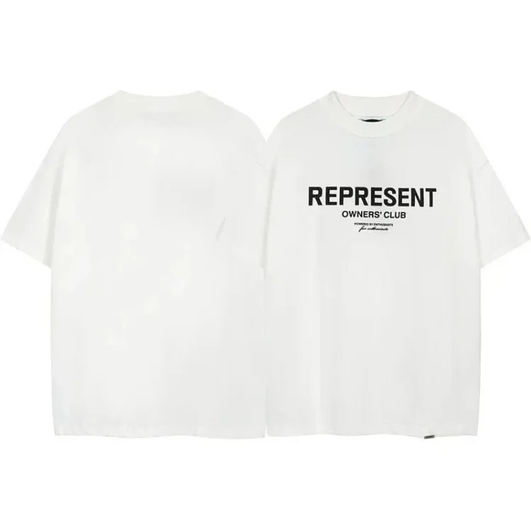 Letter print retro men's and women's couple round neck loose short-sleeved T-shirt