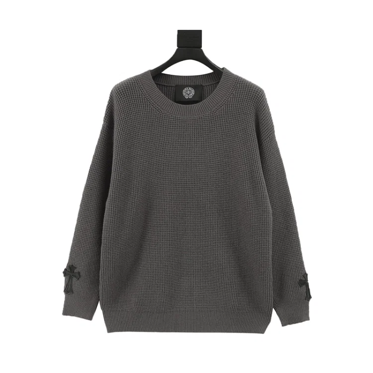 CH cuffs cross-frame leather waffle pullover sweater for men and women