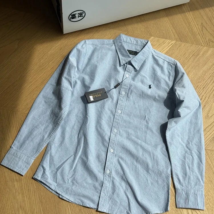 Ralph Lauren Pony Embroidered Cotton Oxford Solid Color Shirt Long Sleeve Lapel Shirt