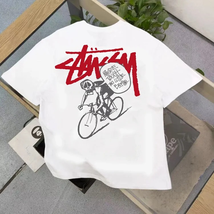 Stussy's new bicycle high-quality T-shirt short sleeves