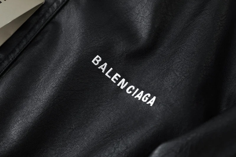 Balenciaga Simulated PU Leather Jacket with Loose Fit