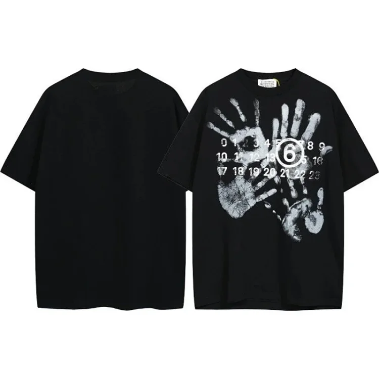 Summer loose letters MM6 embroidered label printing same style for men and women couples