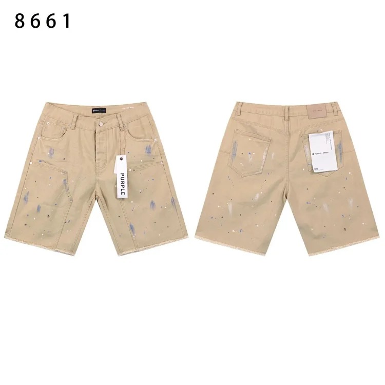 Splashed ink ripped casual denim shorts for men and women high street trousers
