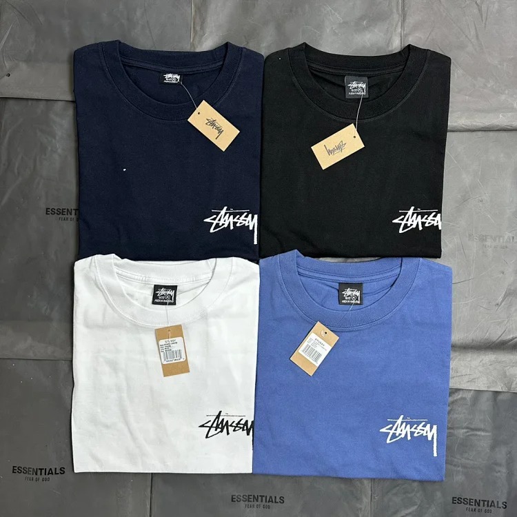 Stussy Camellia Limited Pattern Round Neck Printed Short-sleeved Stussy Originated From the Surfing T-Shirt