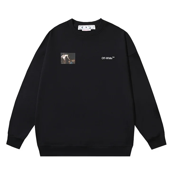OW arrow oil painting simple printed pullover terry style