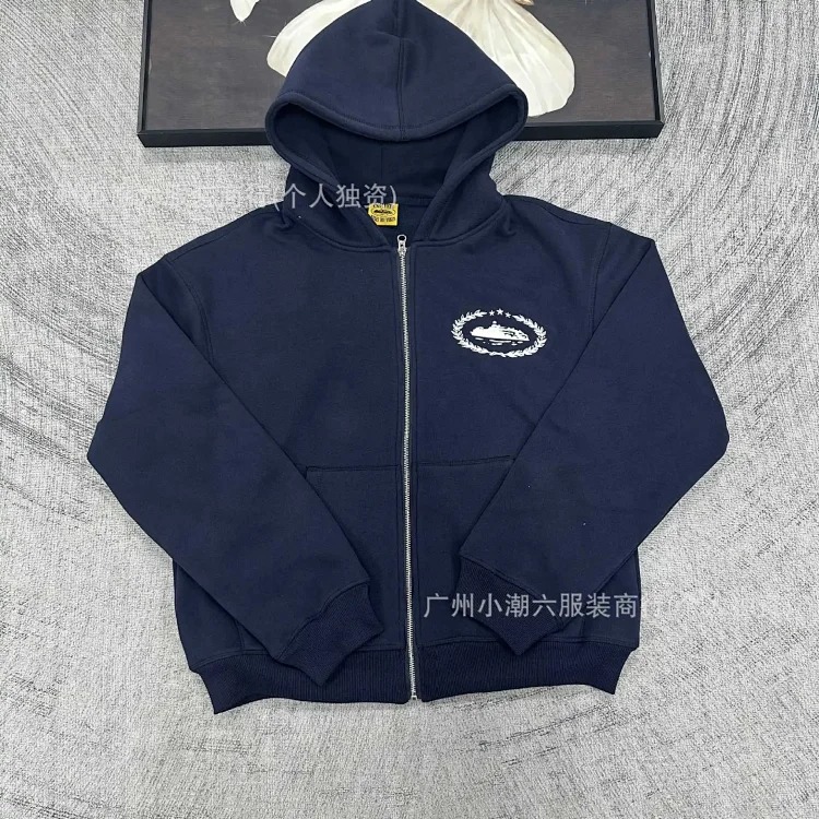 Corteiz Alcatraz retro print beauty high street loose cardigan hooded sweatshirt casual trousers suit for men