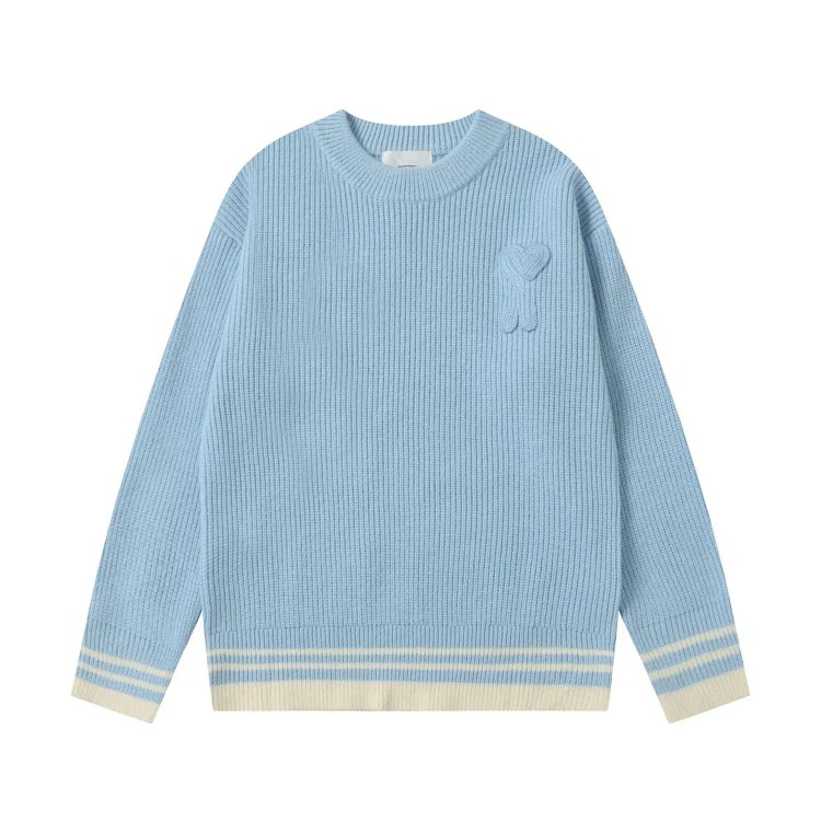 Love embroidered knitted sweater casual loose and versatile couple style