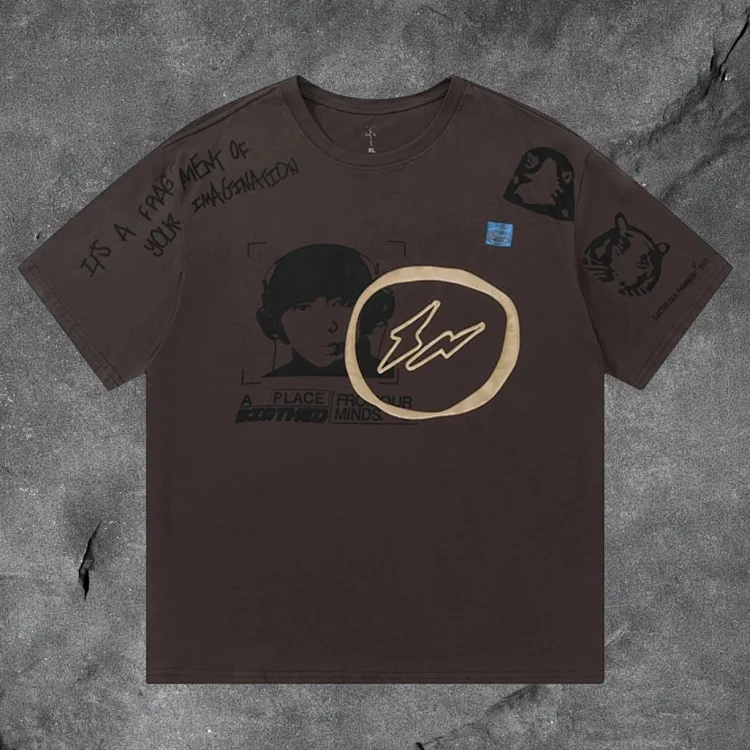 travis scott short-sleeved utopia ts joint utopia limited edition american high street t-shirt