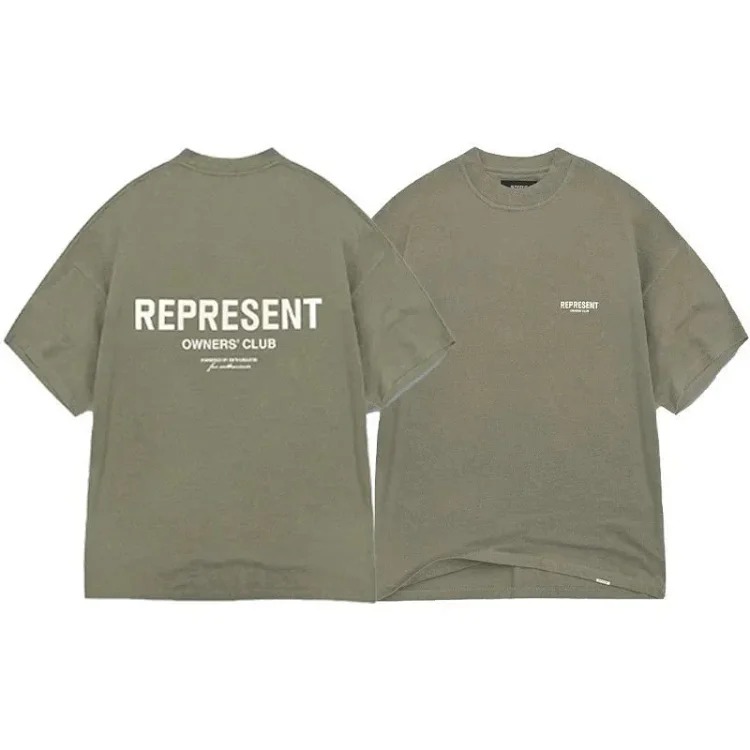 Letter print retro men's and women's couple round neck loose short-sleeved T-shirt