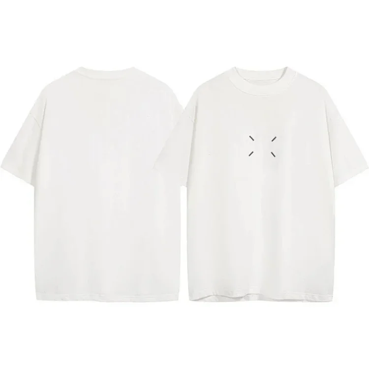 Summer loose letters MM6 embroidered label printing same style for men and women couples