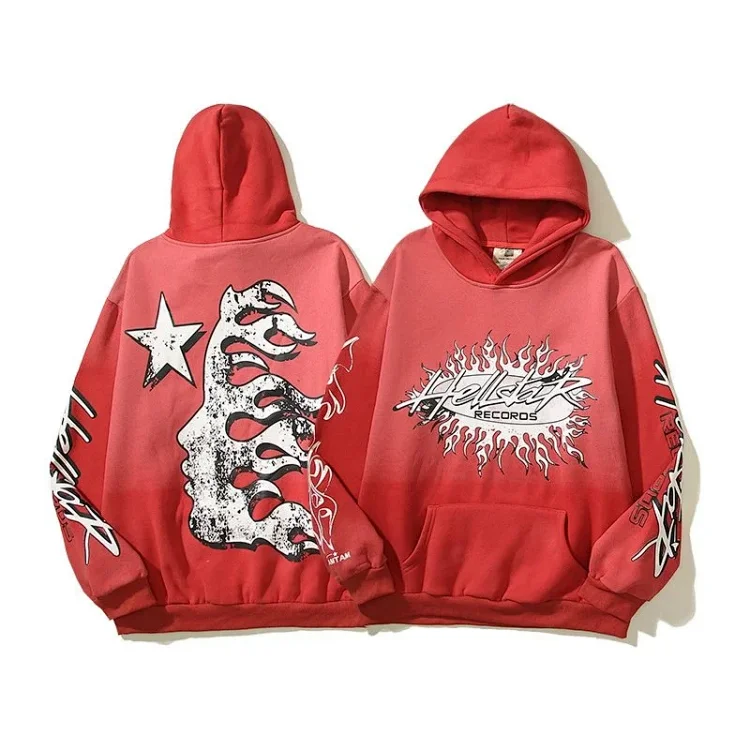 Fear of God Hello Series Fog High Street Washed and Distressed Heavy Worker Head Print Casual Sweatshirt Couple Wear Hoodie