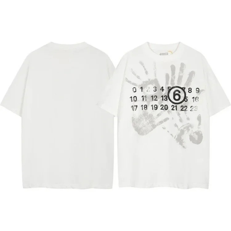 Summer loose letters MM6 embroidered label printing same style for men and women couples