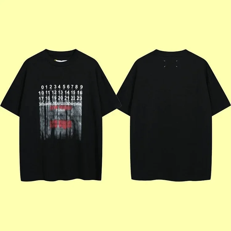 Summer loose letters MM6 embroidered label printing same style for men and women couples